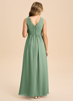 Azazie Skyla Junior Matcha A-Line Pleated Chiffon Dress image2
