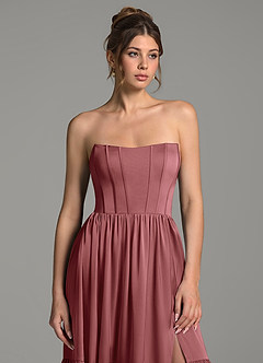 Azazie Delphina Bridesmaid Dresses Amethyst A-Line Corset Stretch Satin Convertible Dress image6