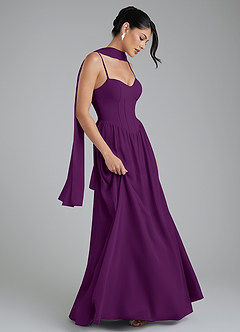 Azazie Alisha Bridesmaid Dresses Grape A-Line Corset Chiffon Dress image6