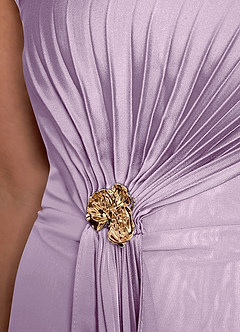 Azazie Dinanta Mother of the Bride Dresses Frosted Lilac Column Pleated Chiffon Dress image8