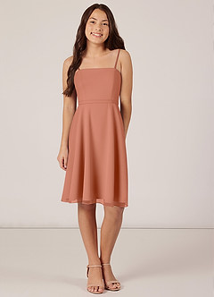 Azazie Kalie Junior MAI TAI A-Line with Belt Chiffon Dress image1