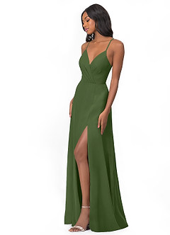 Azazie Everleigh Bridesmaid Dresses Olive A-Line Sweetheart Pleated Chiffon Dress image5