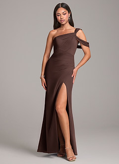 Azazie Wynter Final Sale Dusty Blue Sheath One Shoulder Chiffon Dress image1