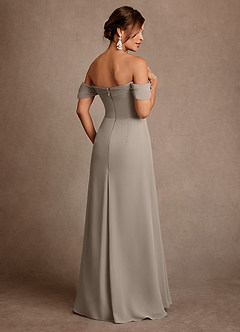 Azazie Amherst Abiti per la Madre della Sposa Abito A-Line in Chiffon a Spalla Scoperta Taupe image3