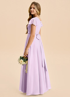 Azazie Cady Junior Linia A Pofałdowany Szyfon Długość podłogi Młodsza druhna Sukienka image6