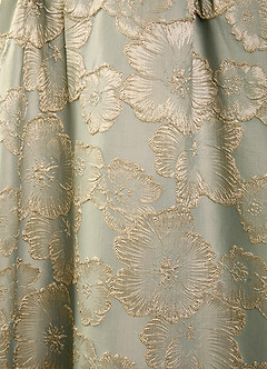 Cimaya Blau Ballkleid mit eckigem Ausschnitt und Jacquardmuster image7