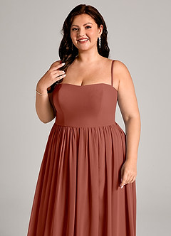 Azazie Calianna Bridesmaid Dresses Auburn A-Line Off the Shoulder Chiffon Convertible Dress image11