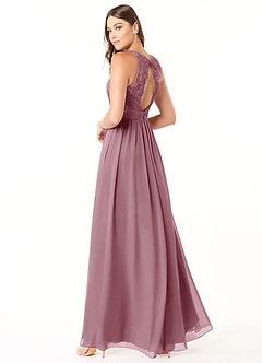 Azazie Luz Bridesmaid Dresses Vintage Mauve A-Line Lace Chiffon Dress image4