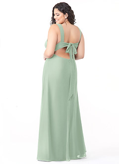 Azazie Christiana Final Sale Agave A-Line V-Neck Pleated Chiffon Dress image8