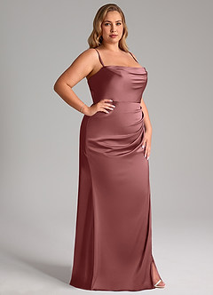 Azazie Leonis Bridesmaid Dresses Amethyst Mermaid Pleated Stretch Satin Convertible Dress image14