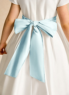 Azazie Deary Flower Girl Dresses Ivory Sea Glass A-Line Bow Cotton Dress image8