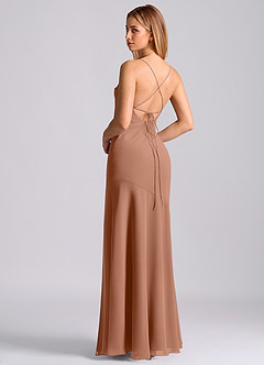 Azazie Grata 신부 들러리 드레스 인어 주름진 쉬폰 바닥 길이 드레스 image2