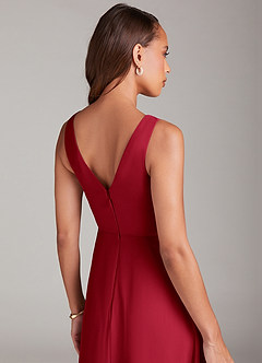 Azazie Nelly Bridesmaid Dresses Scarlet A-Line Pleated Chiffon Dress image7