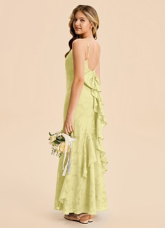 Azazie Lioren Junior Robe Sirène en Floral Burnout Drapé Sorbet Citron image3