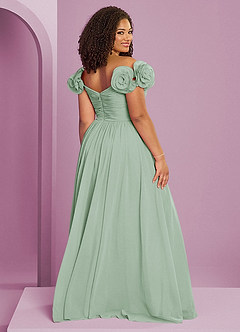 Barbie ♥ Azazie Vestidos de damas de honor Vestido de Agave de Gasa de Corte en A Convertible con Vestidos sin tirantes image19