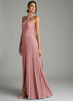 Azazie Afra Abiti da Damigella Abito A-Line in Chiffon Plissettato Rosa Polverosa image4