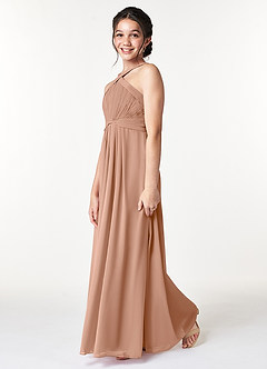 Azazie Anthea Junior Champagne Rose Pleated Chiffon Dress image5