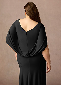 Azazie Bellona Moeder van de bruid jurken Kolom Jurk van Luxe gebreid Boothals Zwart image12