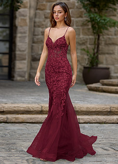 Dentelle Burgundy Mermaid Prom Dress image4