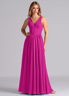 Azazie Delmie Final Sale Dusty Blue A-Line Corset Chiffon Dress image1