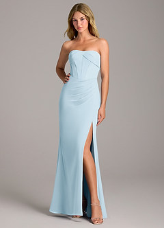 Azazie Chantel Bridesmaid Dresses Sky Blue Sheath Strapless Chiffon Convertible Dress image3