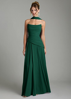 Azazie Gabriela Bridesmaid Dresses Emerald A-Line Corset Chiffon Dress image1