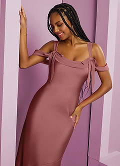 Barbie ♥ Azazie Abiti da Damigella Abito Tubino in Raso Elasticizzato Plissettato Ametista image14