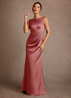 Azazie Baltimore Mère de la mariée Robes Robe Trapèze en Satin extensible Plissée Antique Rose image1