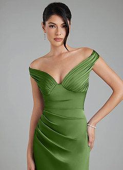 Azazie Stella Robes de demoiselle d'honneur Robe Fourreau Convertible en Satin extensible Corset Basilic image7
