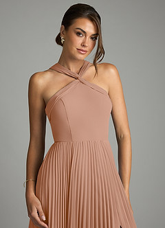 Azazie Afra Abiti da Damigella Abito A-Line in Chiffon Plissettato Champagne Rosa image5
