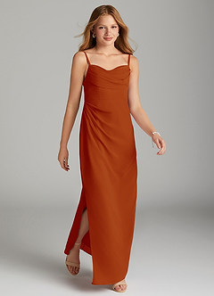 Azazie Mai Junior Paprika Sheath Pleated Chiffon Dress image4