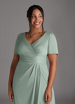 Azazie Bessie Kleider für die Brautmutter A-Linie Plissee Gittergewebe Kleid Agave image11