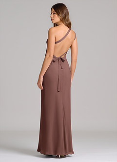 Azazie Monroe 신부 들러리 드레스 쉬스 한쪽 어깨 쉬폰 바닥 길이 드레스 image2