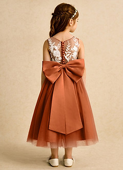 Azazie Sundae Flower Girl Dresses Burnt Orange Ball-Gown Lace Dress image2