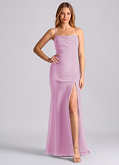 Azazie Grata Brudtärnklänningar Klä av Sjöjungfru i Chiffong Plisserad Godisrosa image6