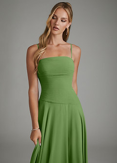 Azazie Layla Bridesmaid Dresses Basil A-Line Strapless Chiffon Dress image5