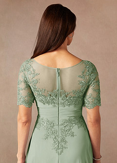 Azazie Raissa Mother of the Bride Dresses Dusty Sage A-Line Lace Chiffon Dress image8