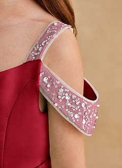 Azazie Jodi Flower Girl Dresses Scarlet A-Line Matte Satin Dress image6