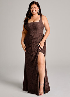 Azazie Mero Bridesmaid Dresses Ganache Sheath Pleated Floral Burnout Dress image7