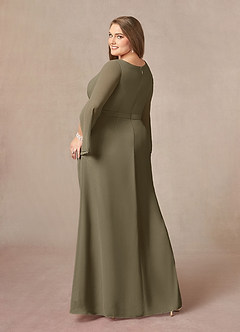 Azazie Belinda Mother of the Bride Dresses Willow Green A-Line V-Neck Pleated Chiffon Dress image9