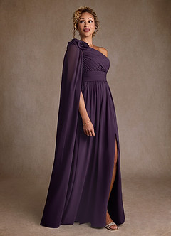 Azazie Lancaster Moeder van de bruid jurken A-Lijn Jurk van Chiffon One-Shoulder Pruim image3