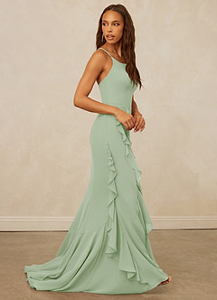 Christian Siriano Bridal for Azazie 1006 Bridesmaid Dresses Dusty Sage Mermaid Ruched Chiffon Dress image5