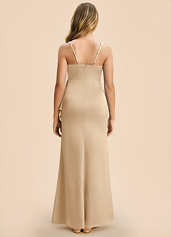 Azazie Adrienne Junior Robe Fourreau en Satin extensible Plissé Champagne image2