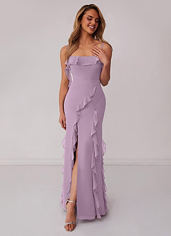 Barbie ♥ Azazie Robes de demoiselle d'honneur Robe Fourreau en Mousseline de soie Arc Glycine image3