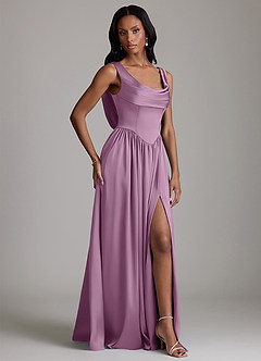 Azazie Novi Bridesmaid Dresses Wisteria A-Line with Pockets Stretch Satin Dress image5