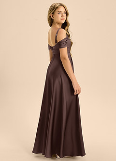 Azazie Rowena Junior Ganache A-Line Bow Stretch Satin Dress image2