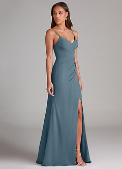 Azazie Maci Bridesmaid Dresses Twilight Sheath Pleated Chiffon Dress image4