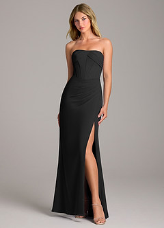 Azazie Chantel Bridesmaid Dresses Black Sheath Strapless Chiffon Convertible Dress image1