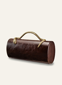 front Gold Snake Handle PU Leather Evening Handbag