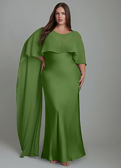 Azazie Stefania Robes de demoiselle d'honneur Robe Trapèze en Satin extensible Basilic image9